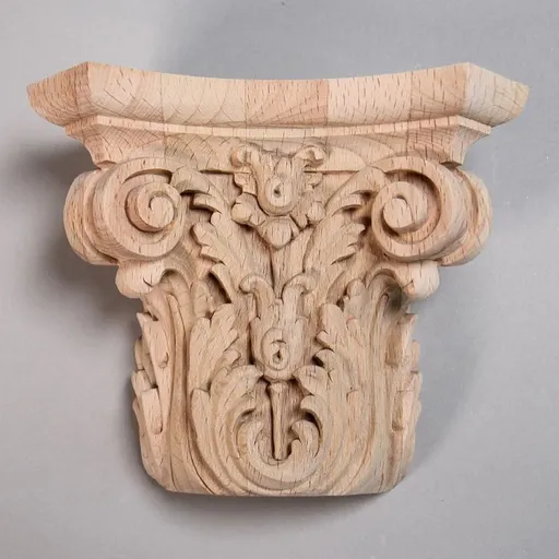 Oak capital for half column with bellflowers and volutes